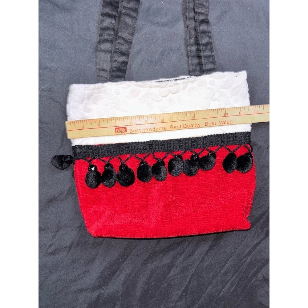 Handbagz and gladragz Tote Bag Womens Small Colorblock‎ Pom Pom Snowflake Lined